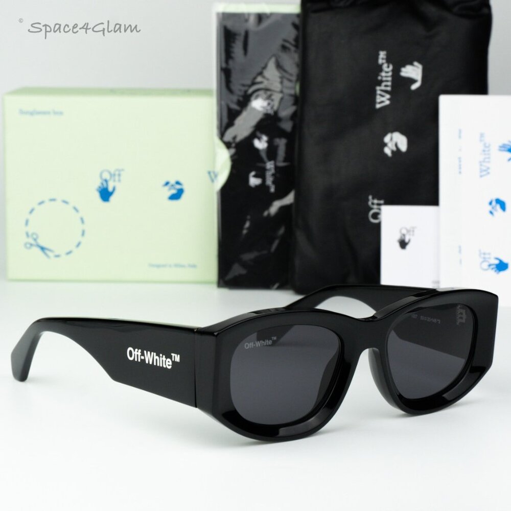 Off-White Women Sunglasses Black Grey Cat Eye OERI041 JOAN 1007 NEW AUTHENTIC